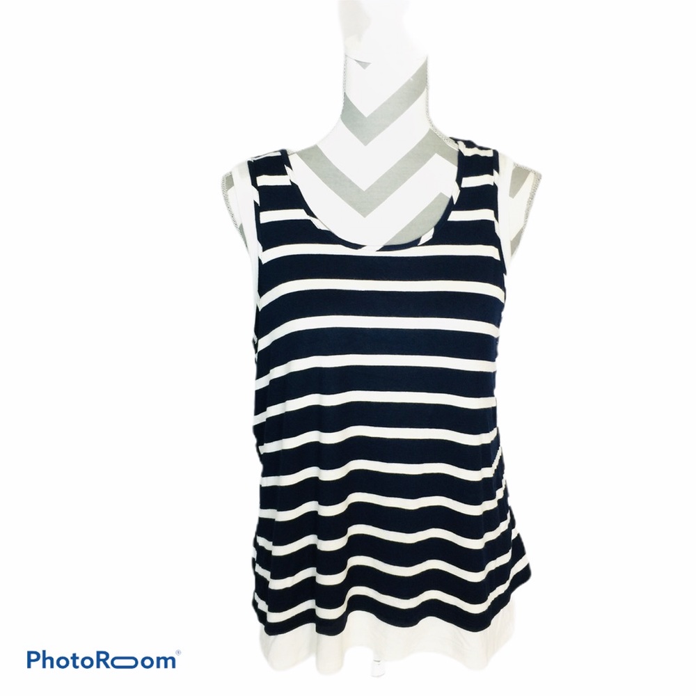 Cha Cha Vente Sleeveless Top Wrap Back Striped M